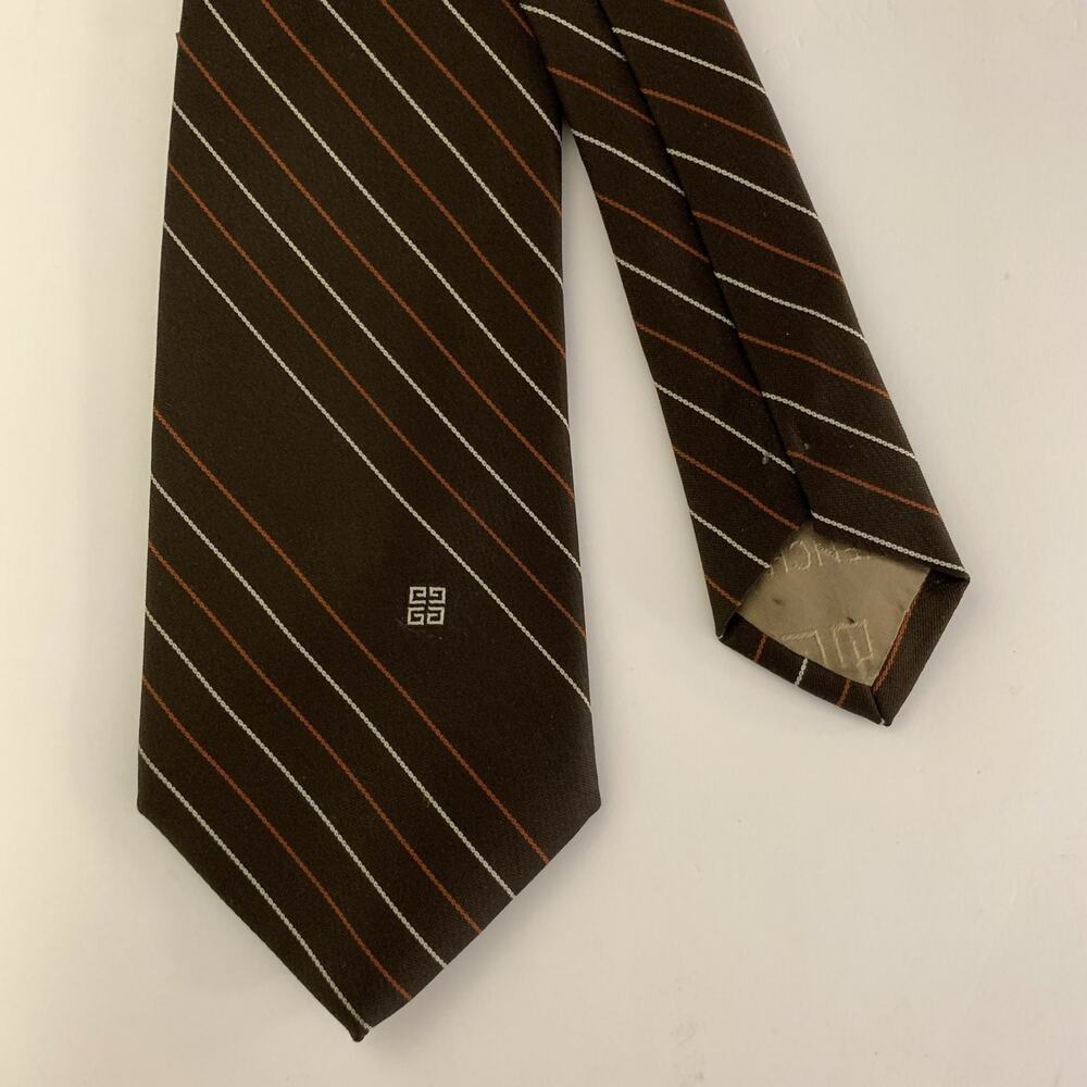 GIVENCHY Brown Red Diagonal Silk Tie